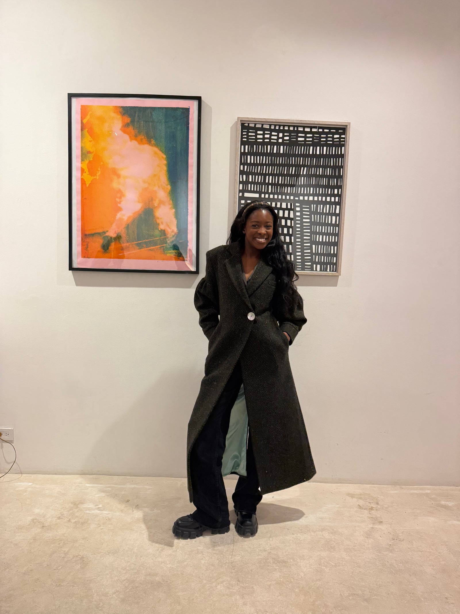 Model wearing Aoife Mc Namara Long Coat 