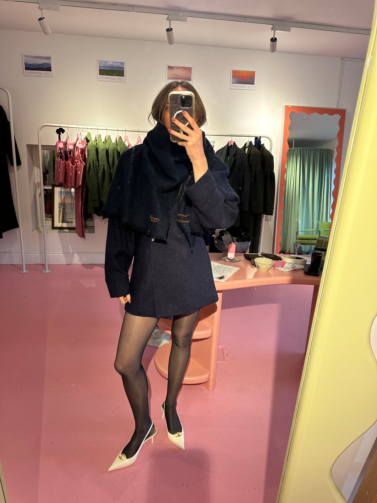 Model wearing Aoife Mc Namara Burren Short Coat 