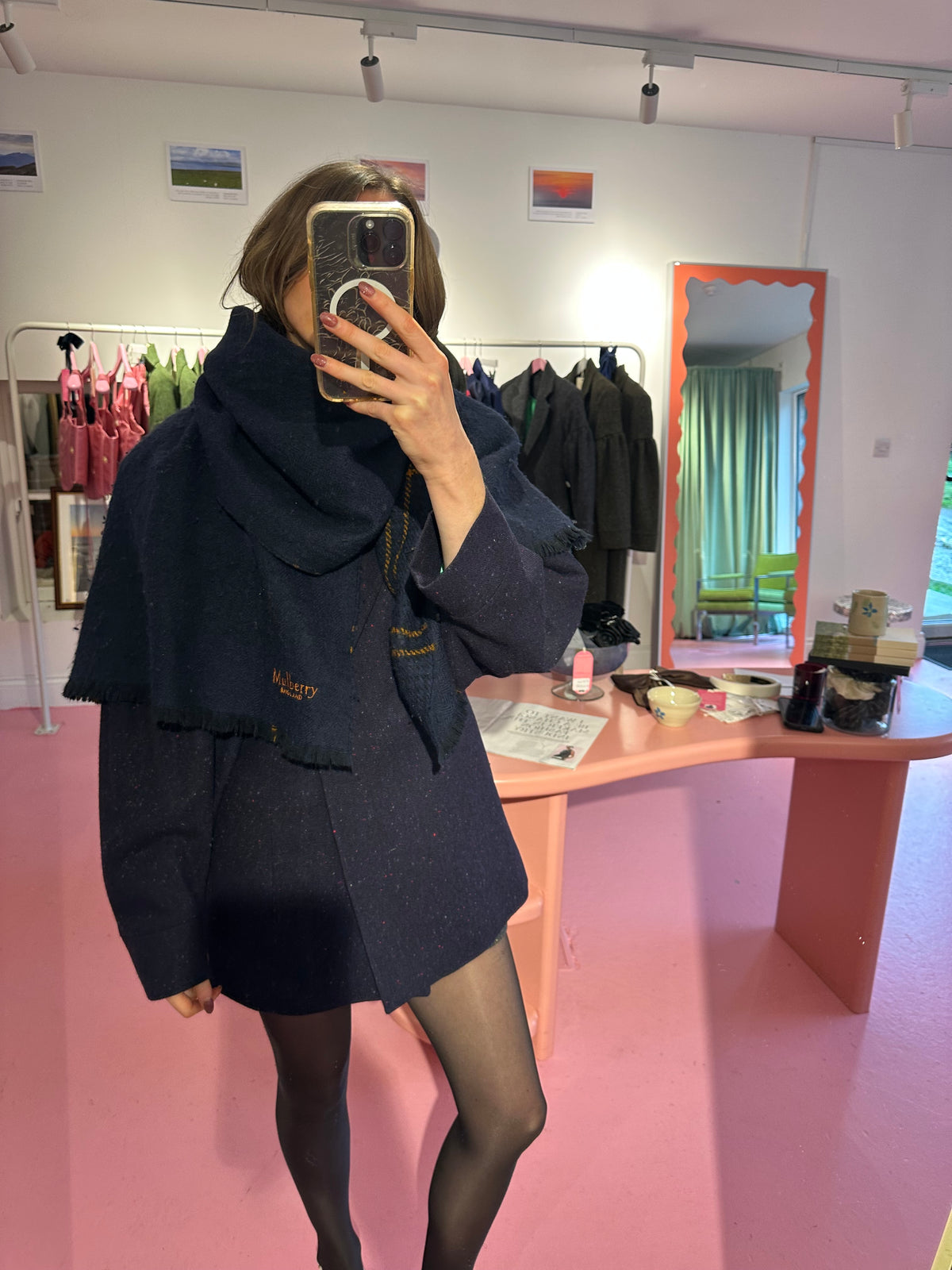 Model wearing Aoife Mc Namara Burren Short Coat 