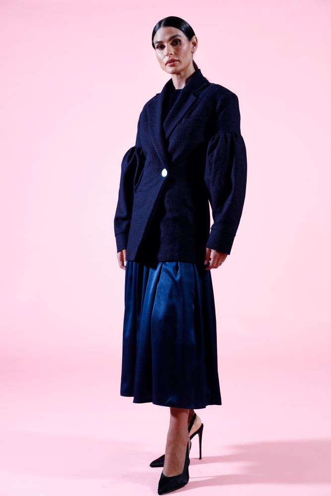 Model wearing Aoife Mc Namara Burren Short Coat 