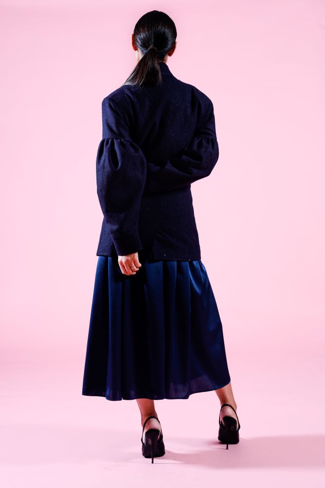 Model wearing Aoife Mc Namara Burren Short Coat 