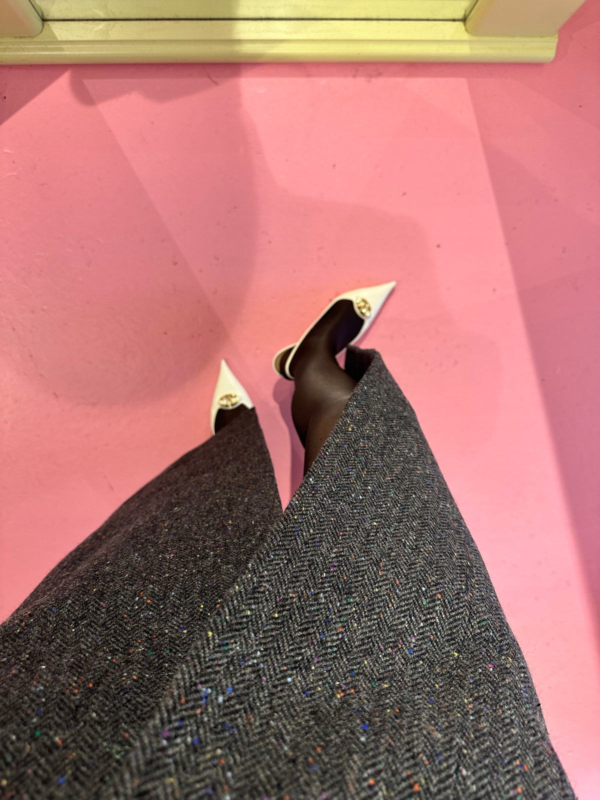 Model wearing Aoife Mc Namara Burren Long Coat 