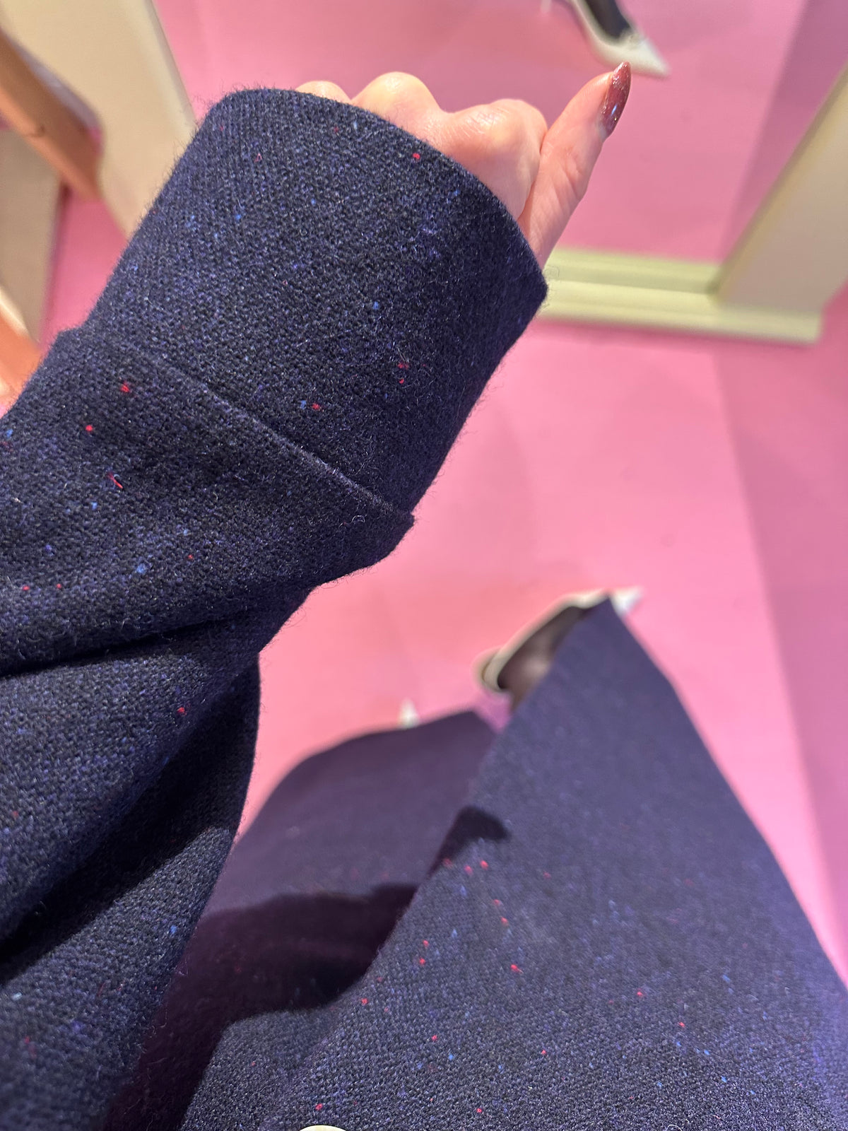 Model wearing Aoife Mc Namara Burren Short Coat 