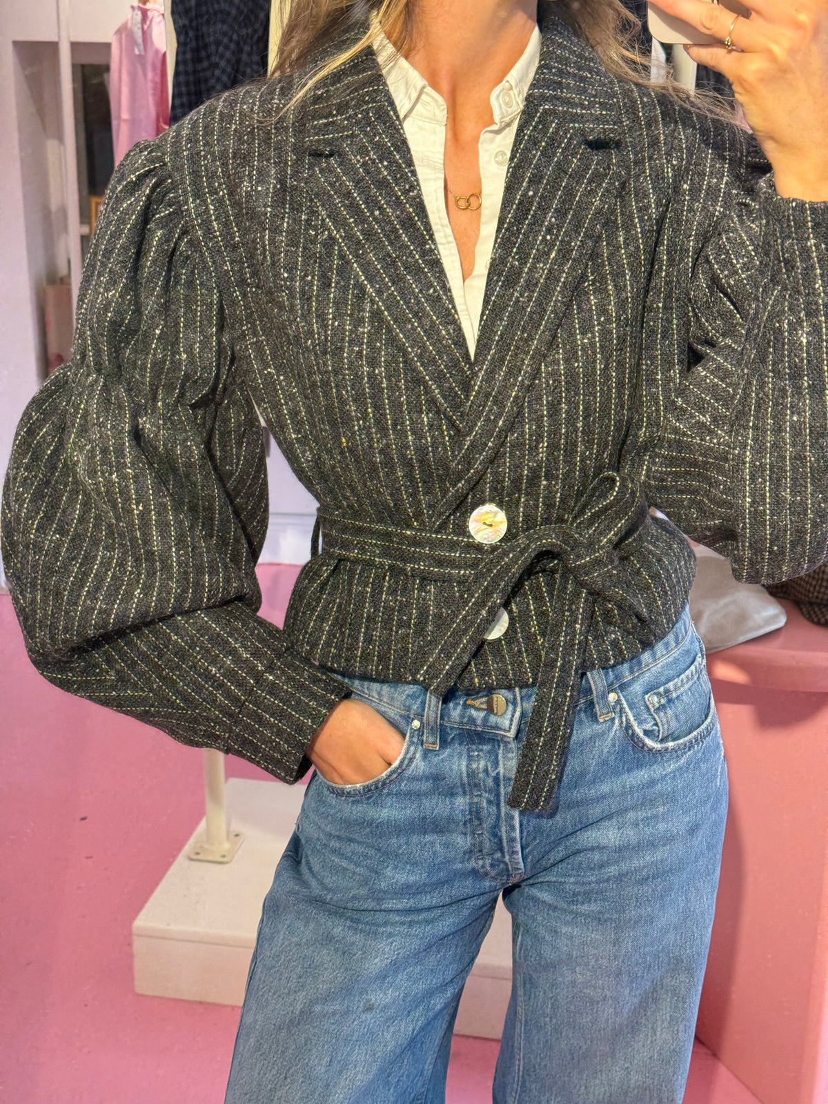 Cropped Weavers &amp; Believers Blazer | Check Brown