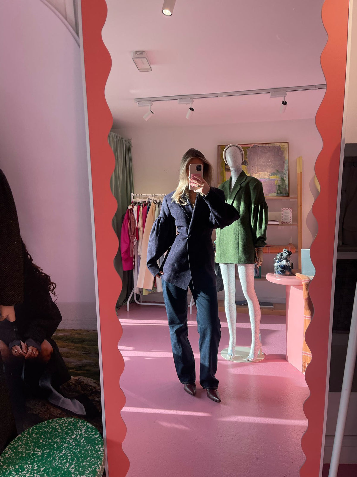 Model wearing Aoife Mc Namara Burren Short Coat 