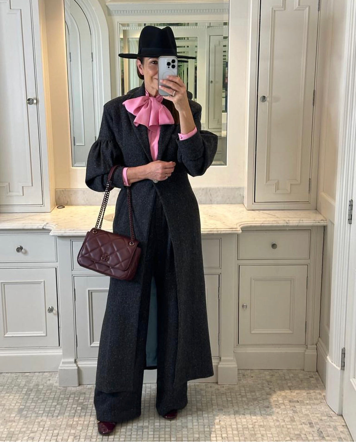 Model wearing Aoife Mc Namara Burren Long Coat 