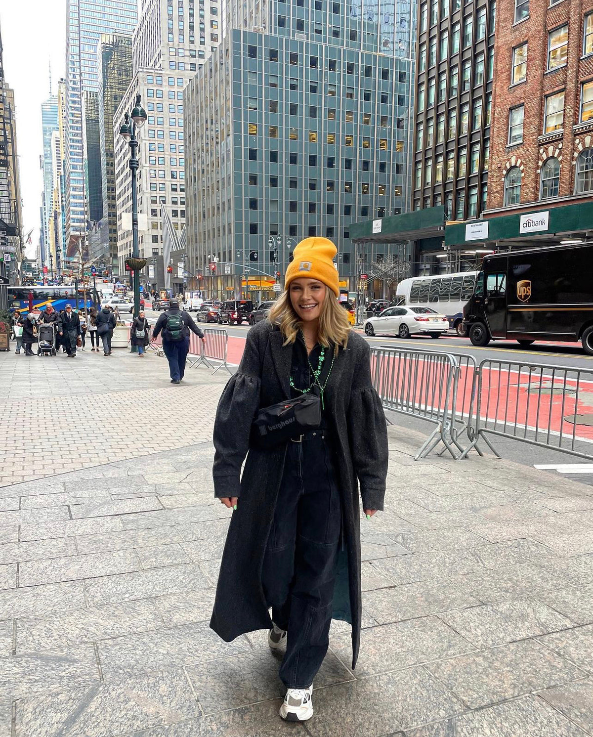 Model wearing Aoife Mc Namara Burren Long Coat 