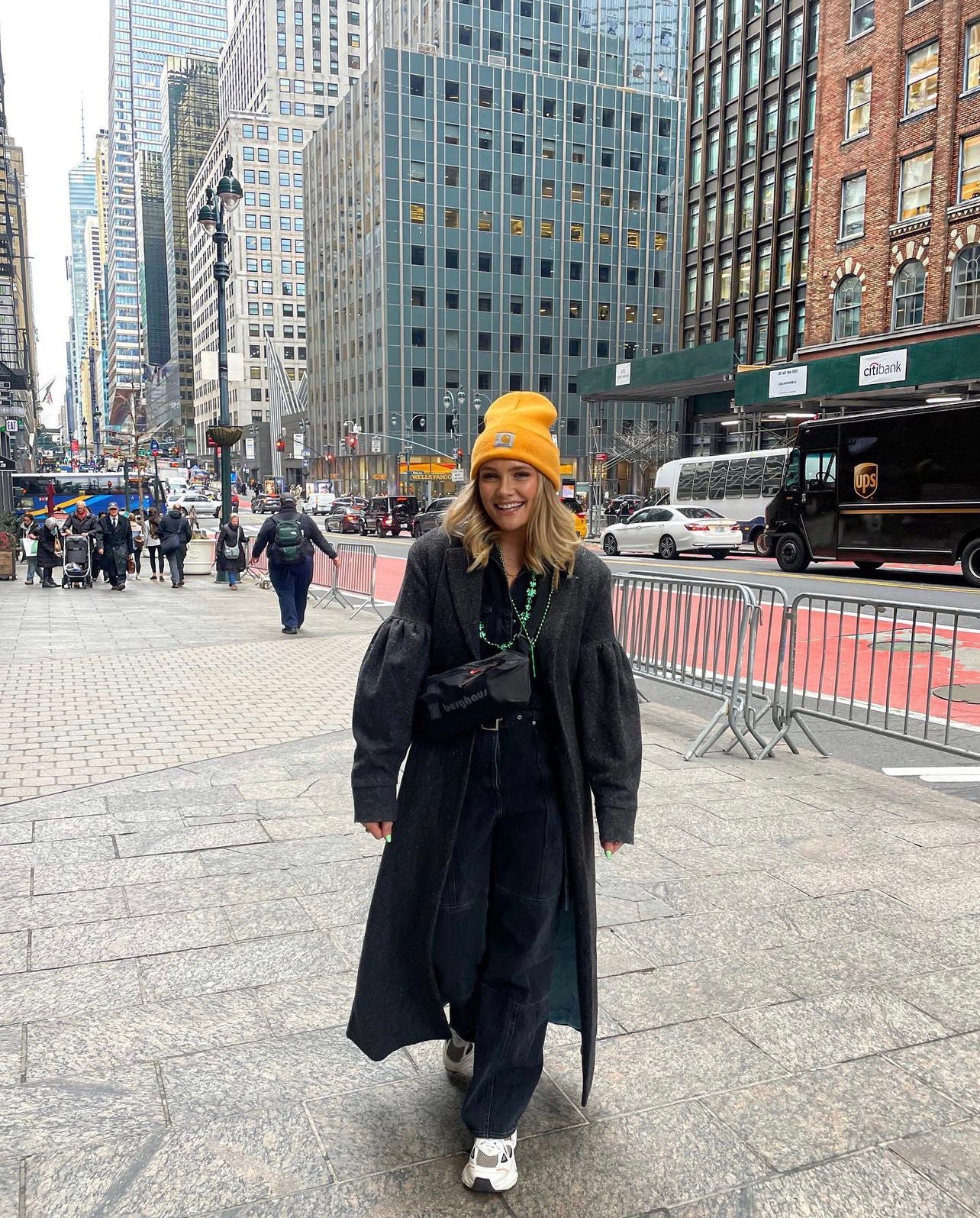 Model wearing Aoife Mc Namara Burren Long Coat 