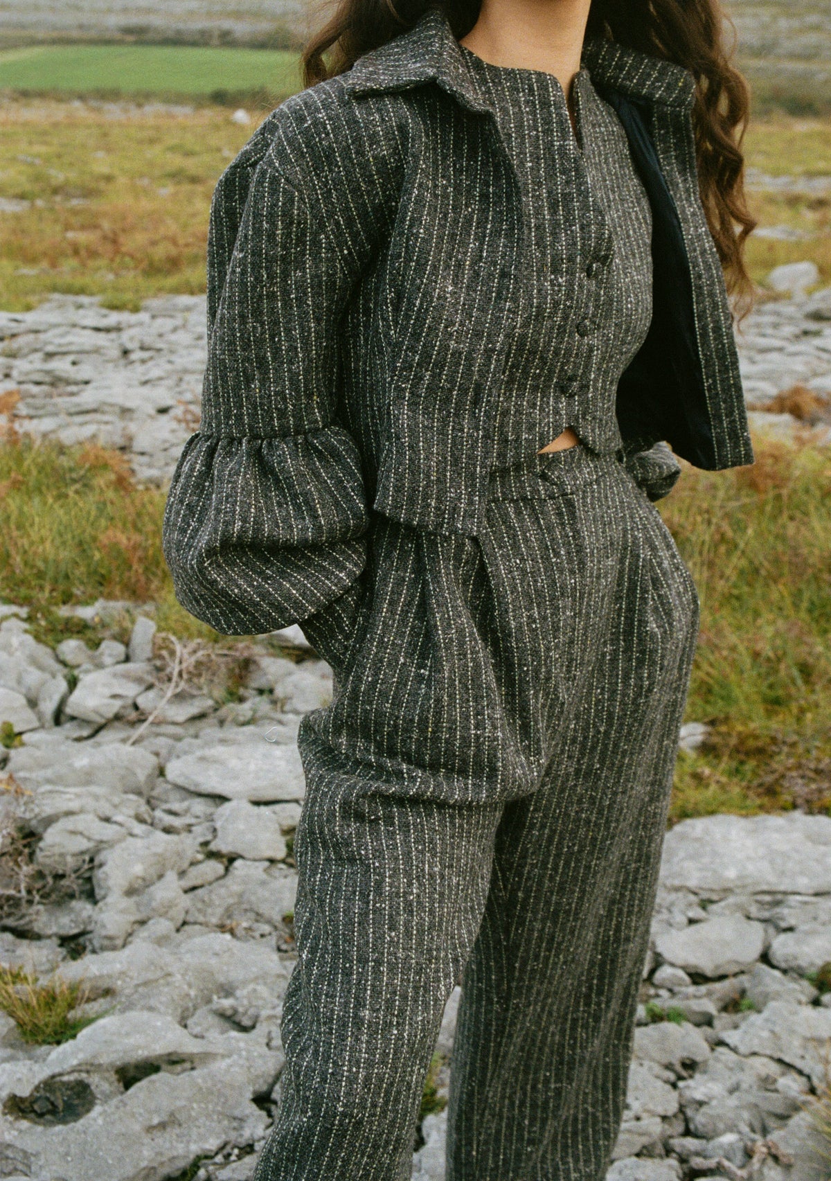 The Burren Grey Pinstripe Waistcoat